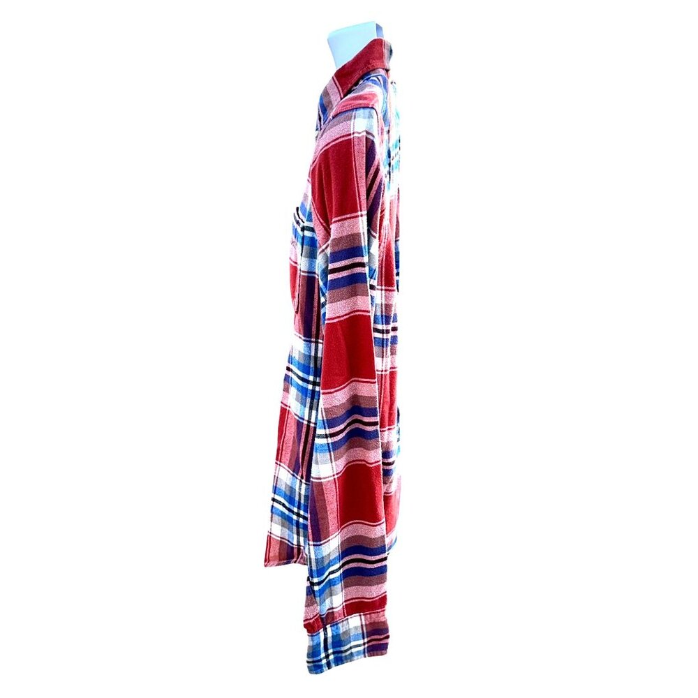 Abercrombie Fitch Mens Large Red Plaid Muscle Shirt Cotton Long Sleeve - Picture 6 of 12